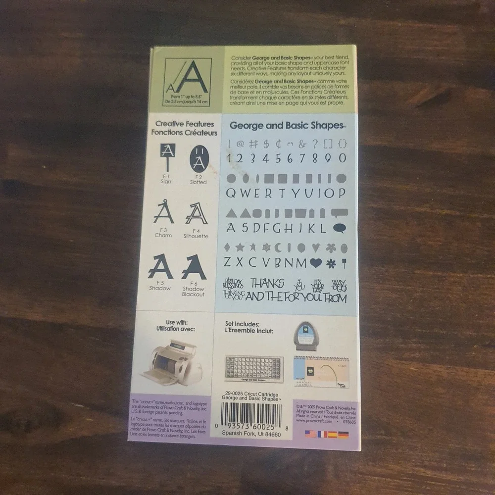 Cricut George and Basic‎ Shapes Font Cartridge Provo Craft 29-0025 Scrapbooking